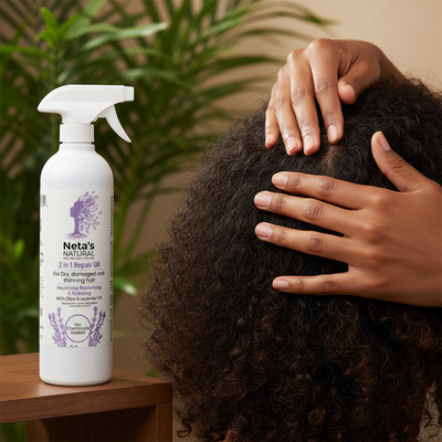 Neta's Natural Hair Repair Oil - Brown Hands Treating Thinning Hair