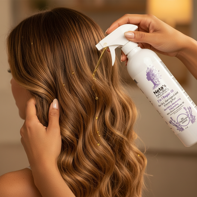 Golden Oil on Loose Wavy Honey Brown Hair