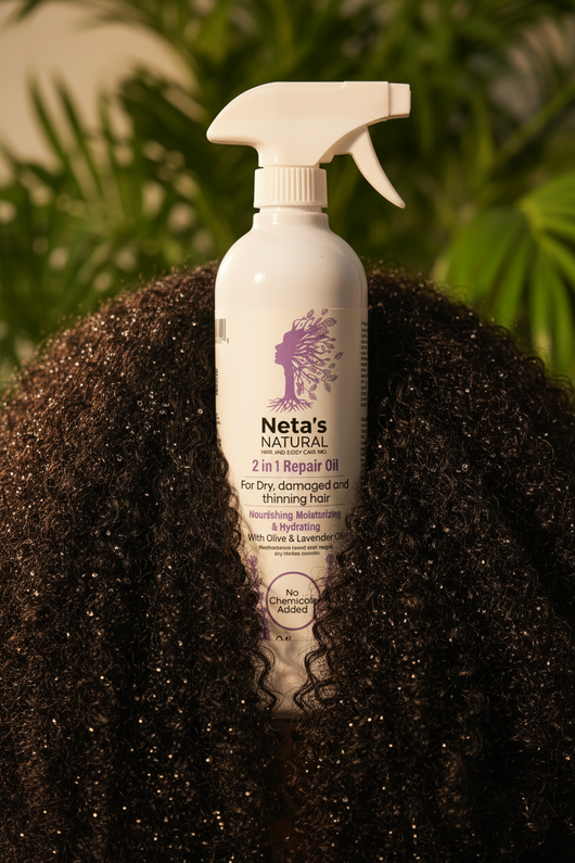 Neta's Natural Hair Repair Oil - Glistening Black Coily Curls